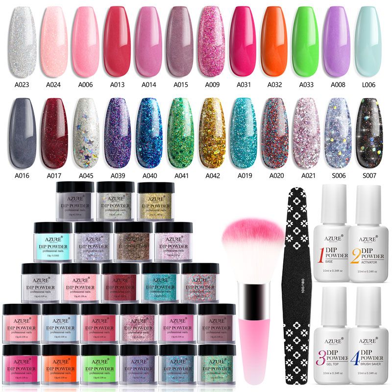 Azure Beauty Full Color Set Dipping Nail Powder Kits DIY Nail Design ...