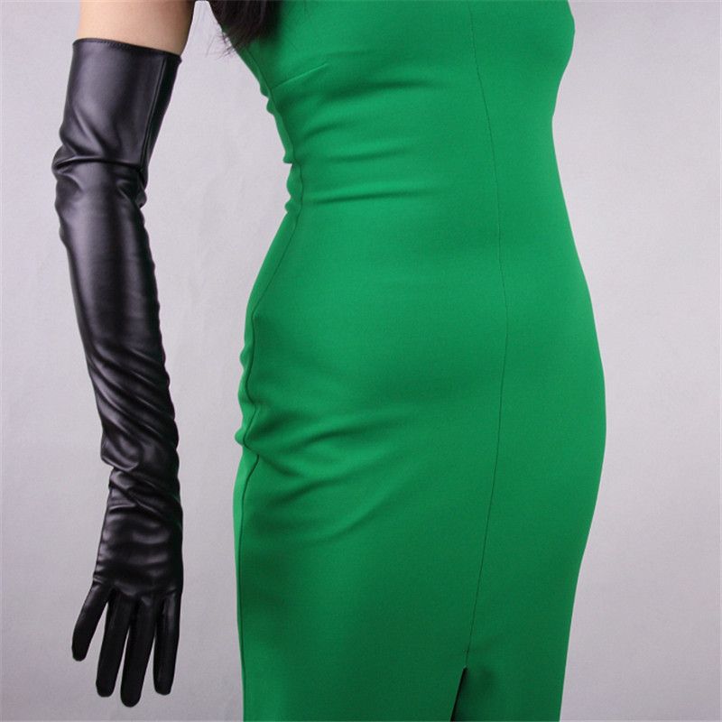 2020 60cm Long Leather Gloves Extra Long Over Elbow PU Faux Leather