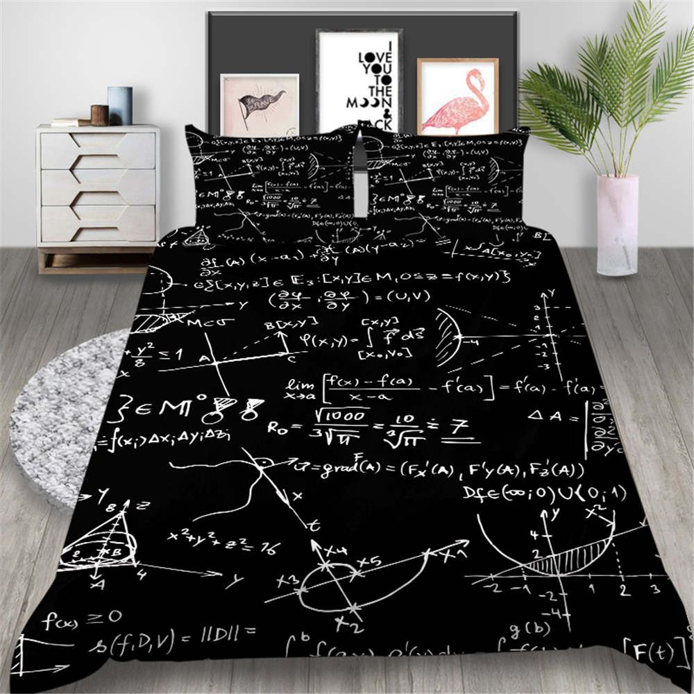 Mathematics Bedding Set Formula Fashionable Duvet Cover Black