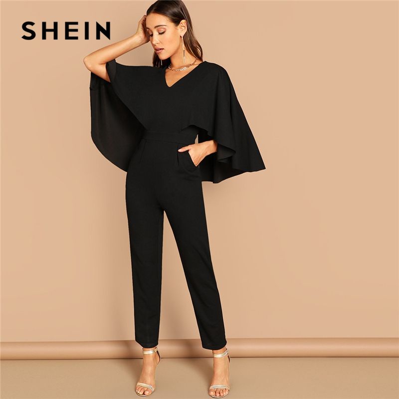 Compra Shein Moderno Señora Salidas Partido Negro Elegante Con Cuello En V  Manga Larga Sólido Cabo Capa Manga Mono Invierno Mujeres Buzos CX200608  Barato | Entrega Rápida Y Calidad | Es.Dhgate