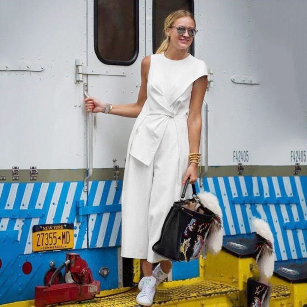 fashion solid color loose jumpsuits