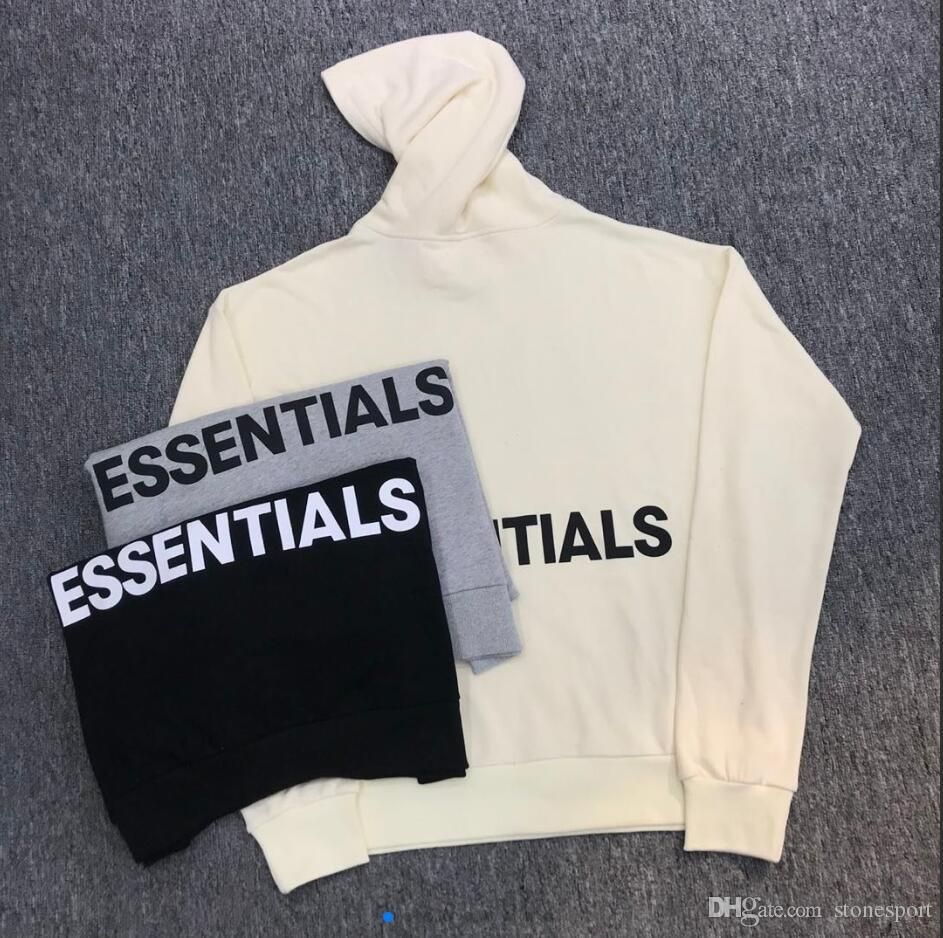 fear of god essentials graphic pullover hoodie black