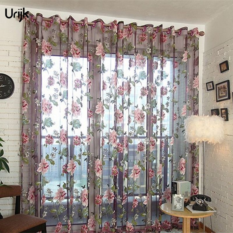 compre cortinas transparentes flor clasica cortinas transparentes pantalla de la ventana cortina de tull transparente bordado tela de tul cortinas
