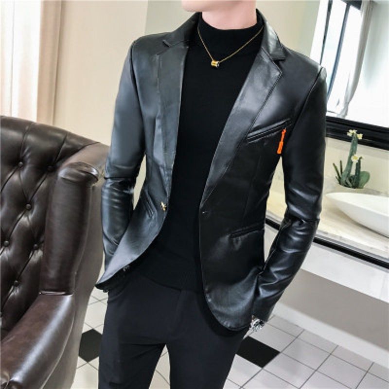 leather blazer men