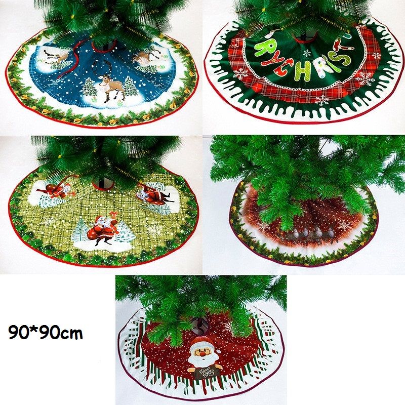 Christmas Tree Skirt Nonwoven Fabric Santa Clause Tree Skirt Foldable
