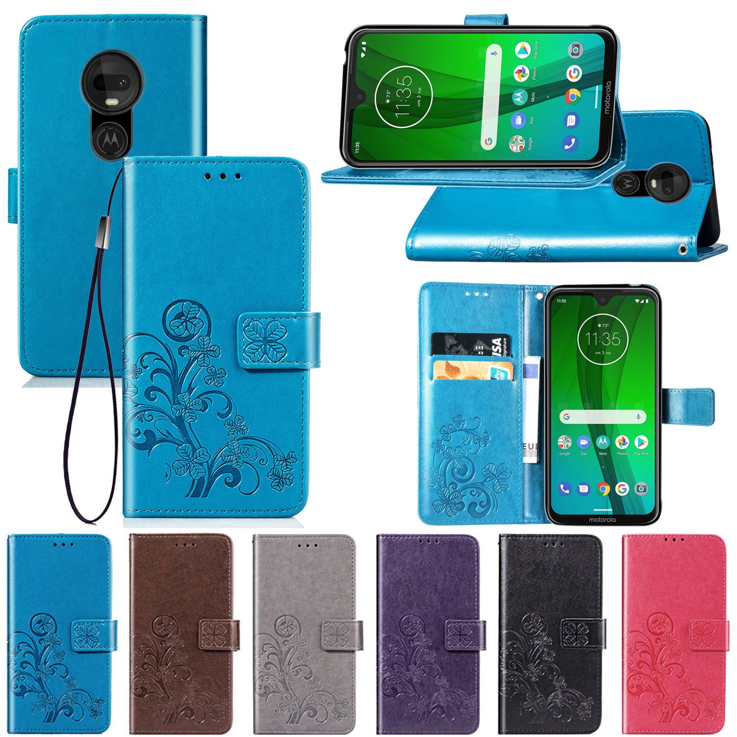 For Moto G7 Play USA Version Case PU Leather Cover Lucky Four Clover With Wallet  Card Slot Hand StrapG7 Play USA Version From Phonedress_coocoo, $9.56 |  DHgate.Com