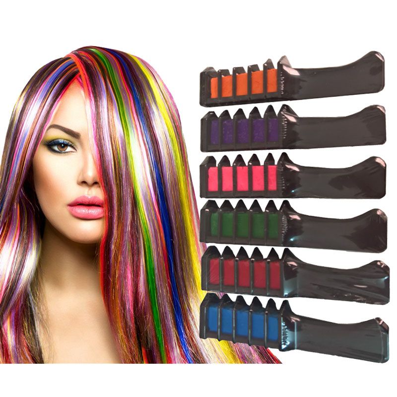 Ensiferum 6 colors mini hair chalk comb set temporary hair color with comb design Birthday Girls Gift Ensiferum 6 colors mini hair chalk comb set temporary hair color with comb design Birthday Girls Gift