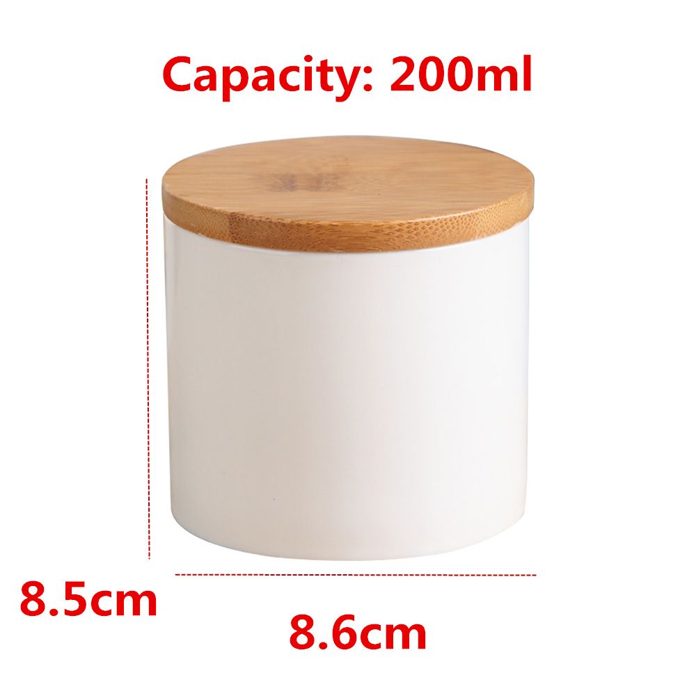 Pure White Ceramic Storage Containers With Airtight Seal Bamboo Lid