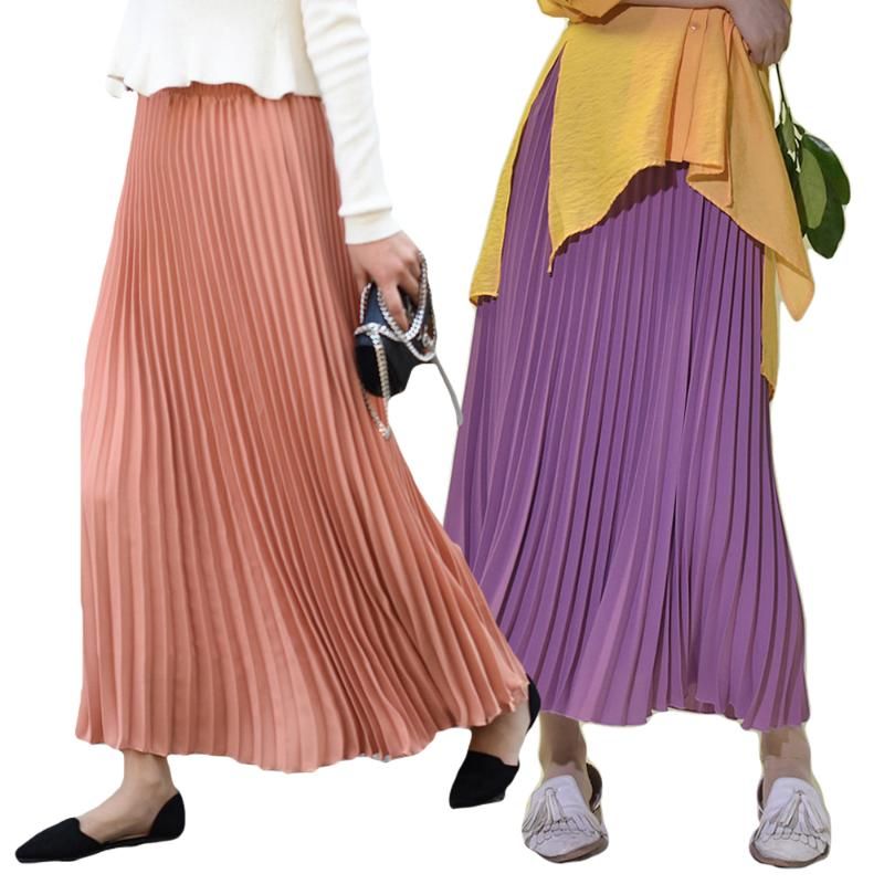 purple pleated maxi skirt