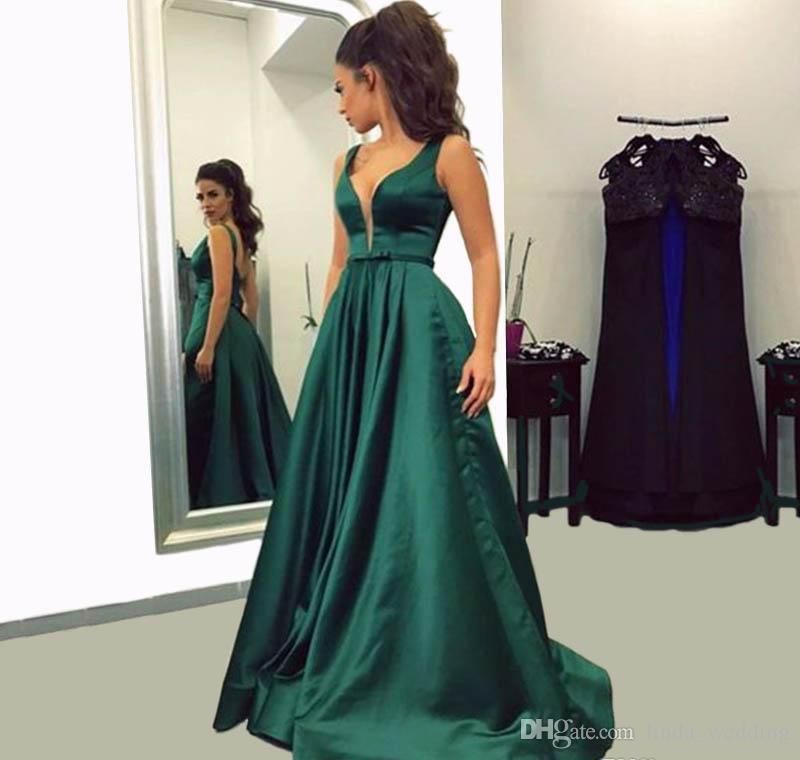emerald green prom dress satin