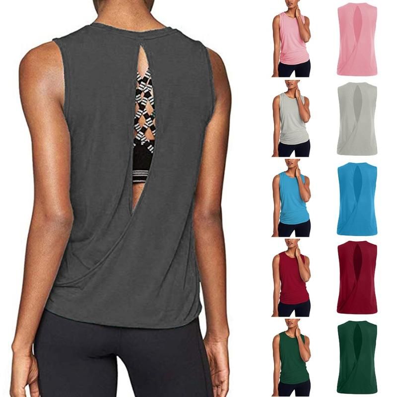 women's open back workout tops