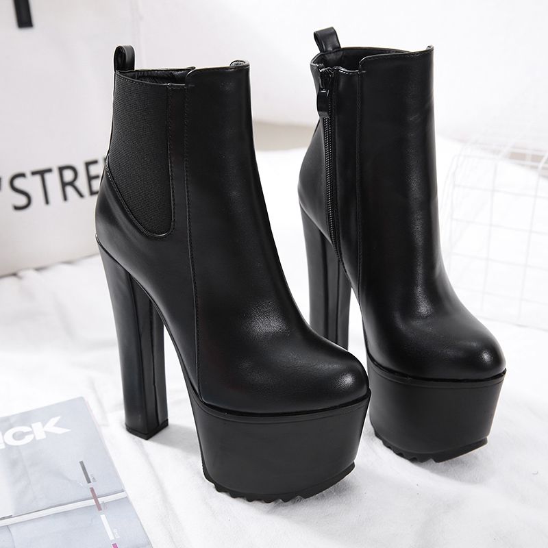 combat block heel boots