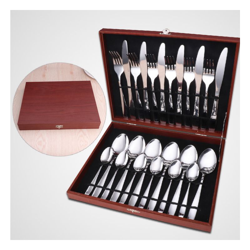 SQ Professional Round Stainless Steel Cutlery Dinner Tableware Set 24Pcs 