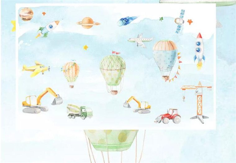 North European Simple 3d Hand Painted Plane Wallpaper For Kids Room Boys Girl Bedroom Wall Decor Space Non Woven Wall Paper Hd Free Wallpaper Hd Free