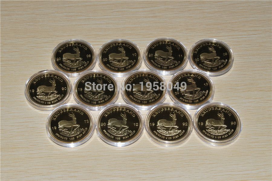 Mix 10 Date South Africa Krugerrand 1 Oz 999 24k Gold Plated