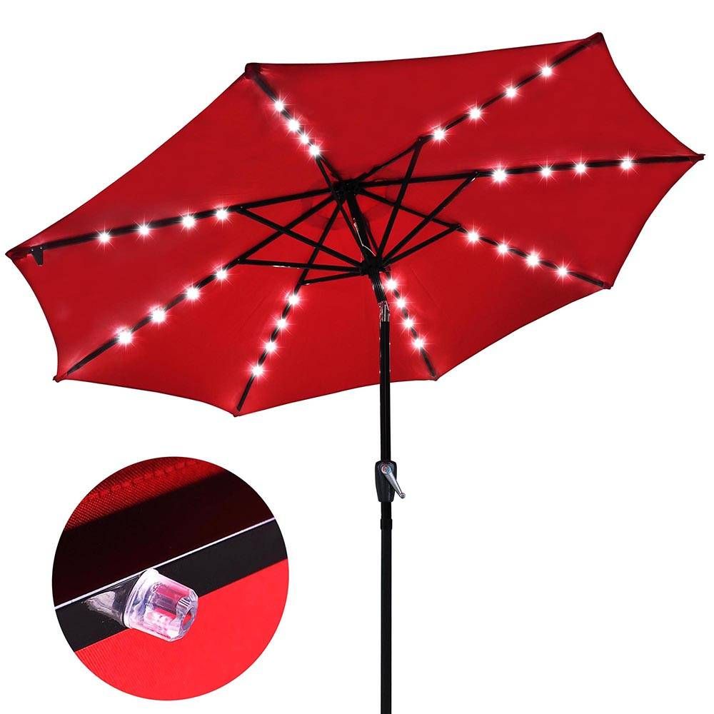 2020 Us Stock 9 Ft Solar Powered Patio Umbrella 8 Rib Crank Tilt Adjust Market Table Umbrella From Enjoyhometime 199 Dhgate Com
