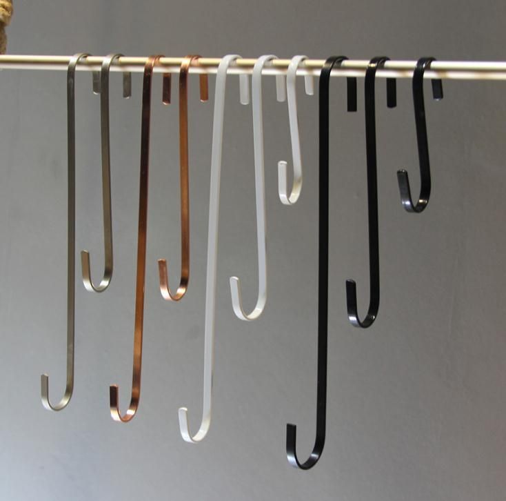 3/6/12 Pack Negro S-Ganchos Colgador de acero en forma de S Ganchos De Colgar Negro Cocina Caliente%