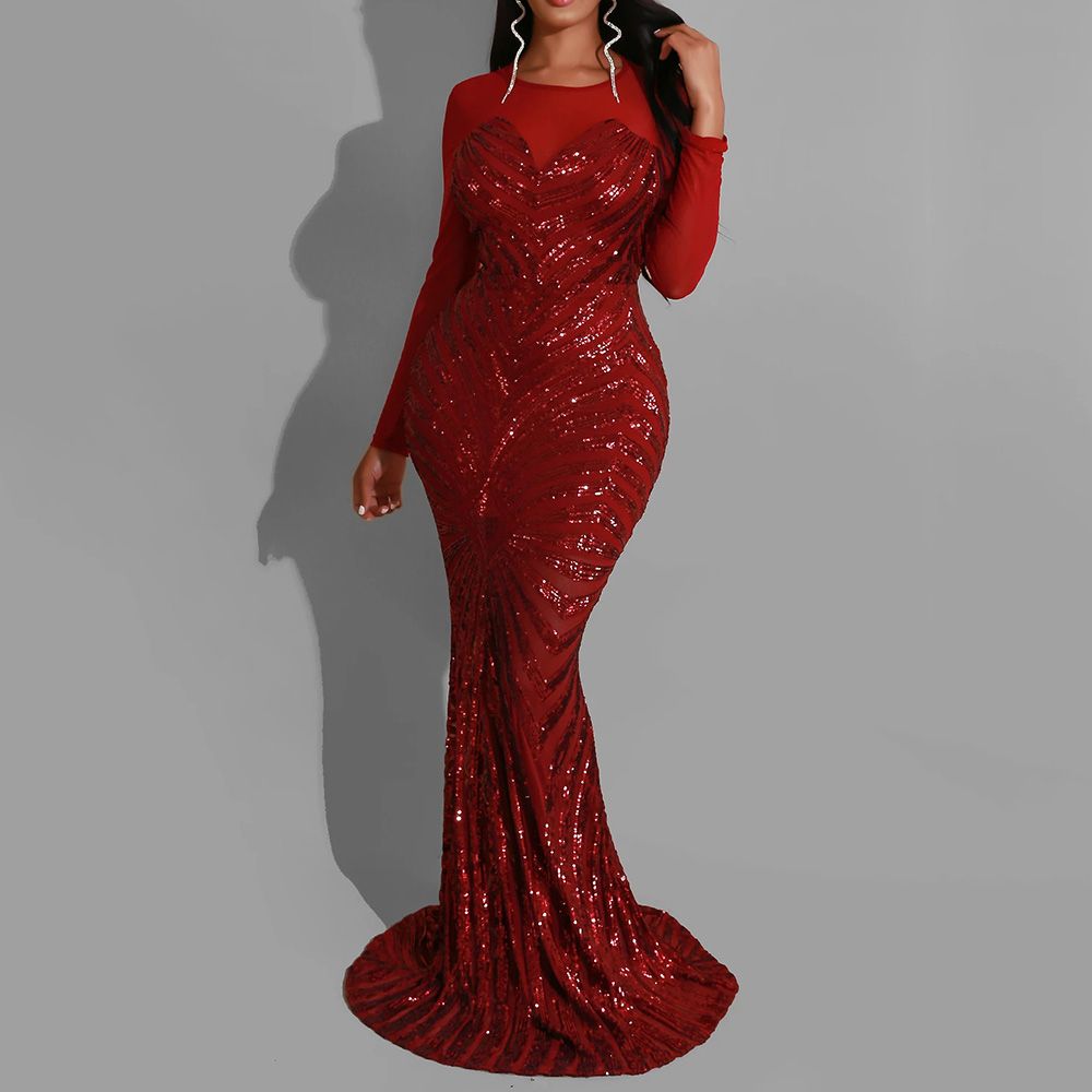 red tight maxi dress