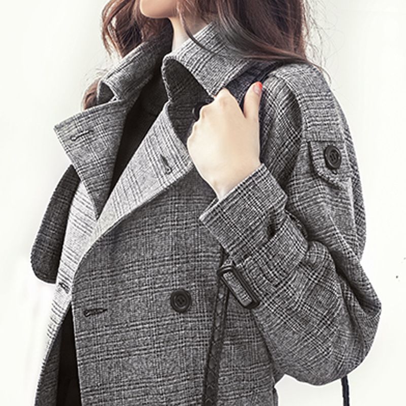 plus size plaid trench coat