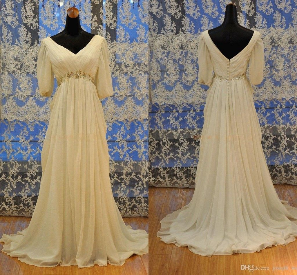 chiffon ruched wedding dress