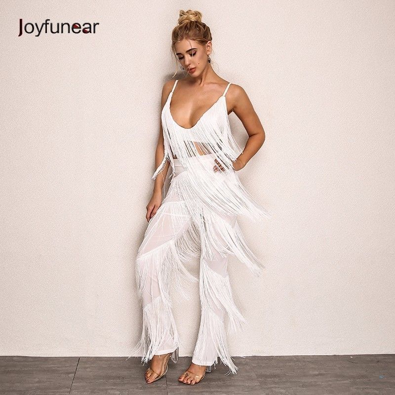 tassel jumpsuit white