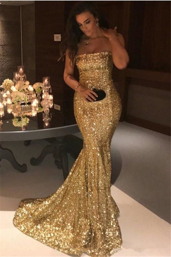 abito lungo elegante oro