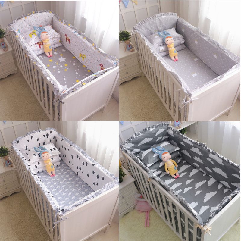 2020 Dropshipping 100 Cotton Crib Bumpers Cartoon Bedding