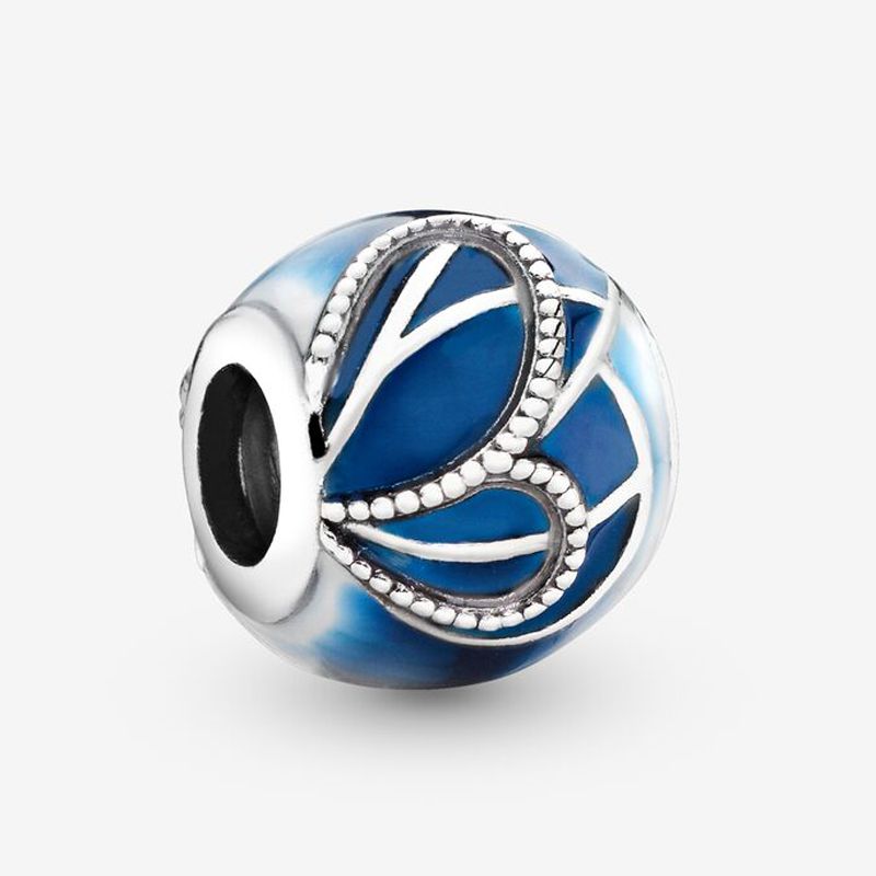 Fit Pandora Jewelry Blue Butterfly Wing Charm Beads Sterling Silver Original European Charms