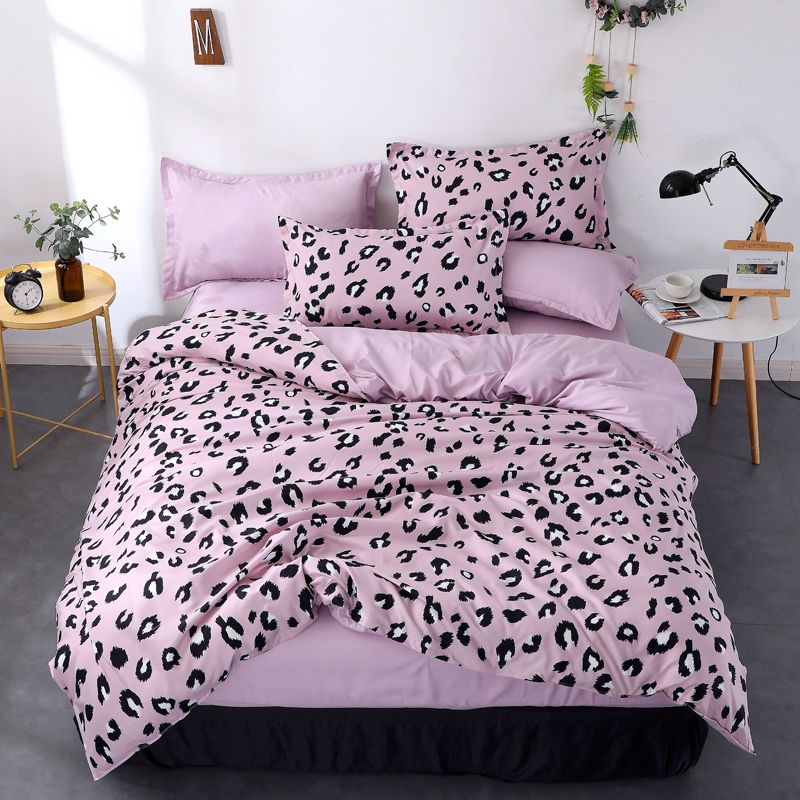 Double Size Bedding Set Queen Size Violet Leopard Print Quilt