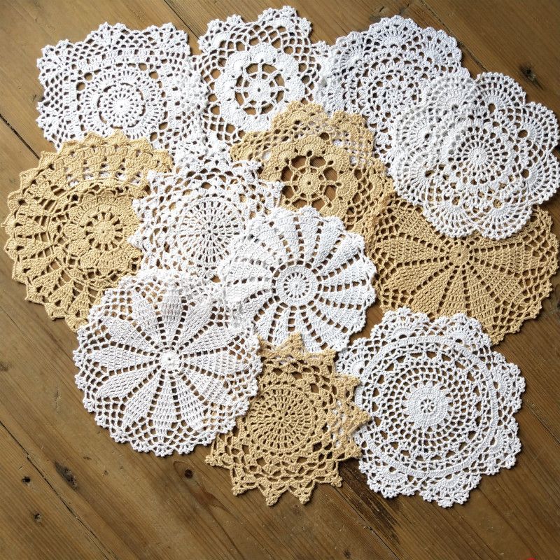 Lovely Coasters Handmade Crochet Cotton Flower Mug Doilies Tea Cup Pad Doily Mat 