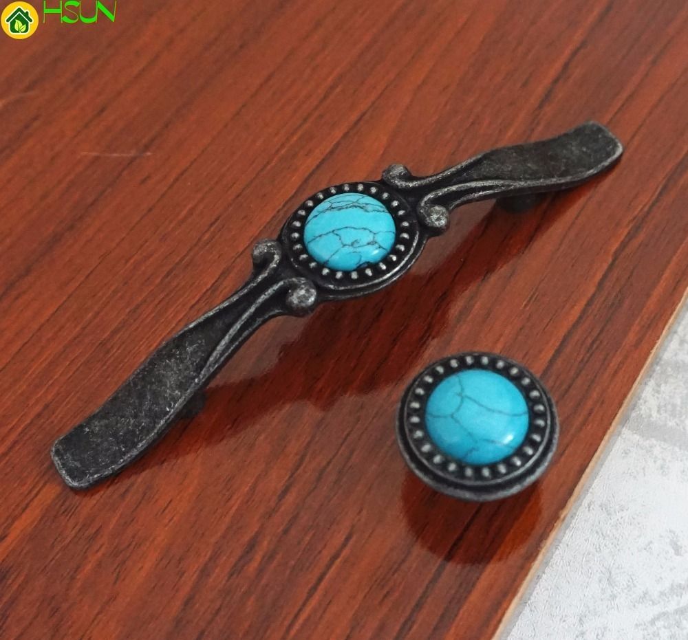 2020 Chic Dresser Knob Turquoise Blue Drawer Pull Handles