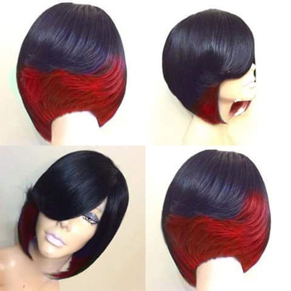 Sexy Mix Colorblack Green Red Purple Rose Red 10 Short Curly Hair