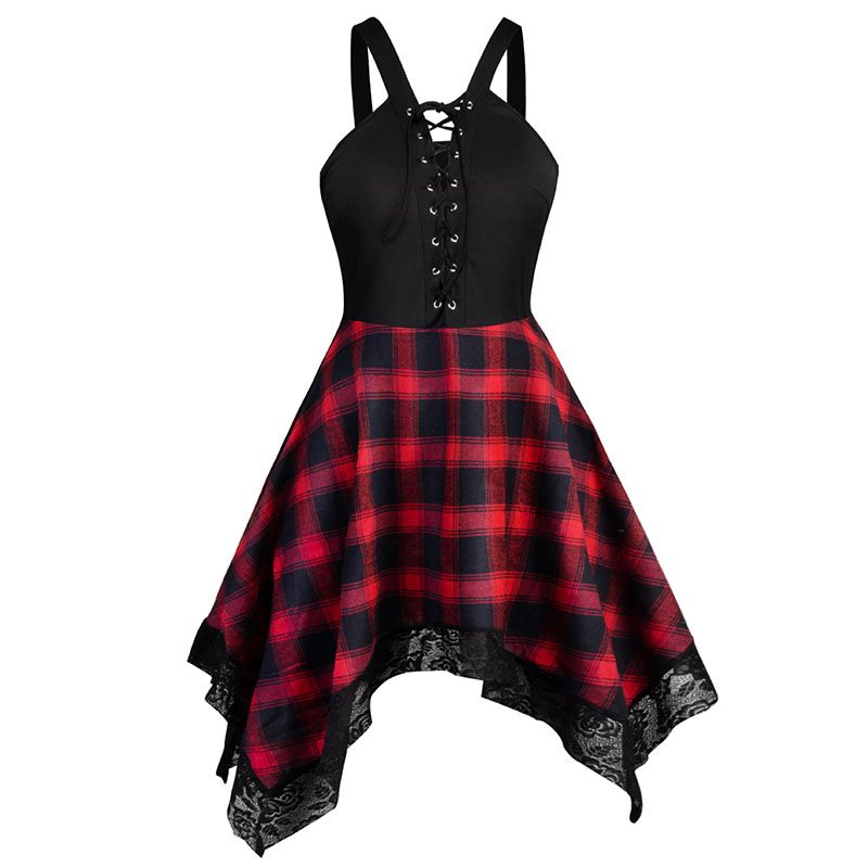 red tartan cocktail dress