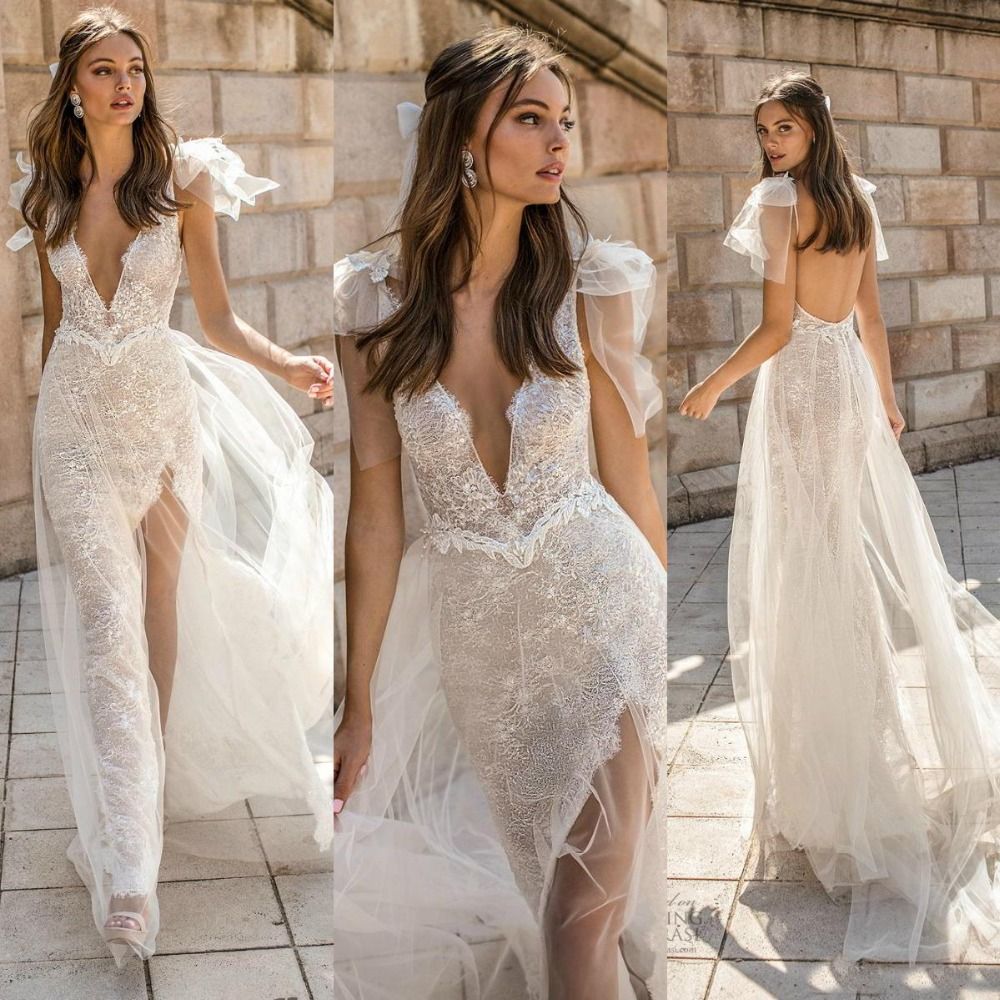 BERTA Lace Beach Wedding Dress Boho 