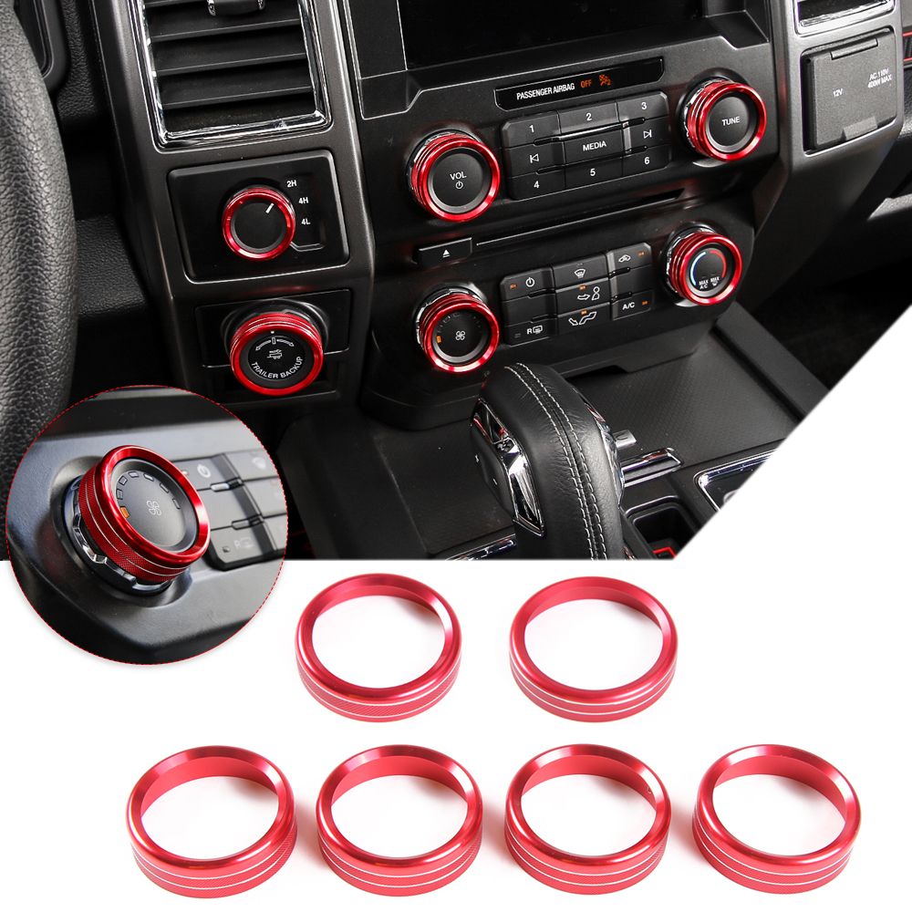 Red Air Conditioner Audio Switch Decor Ring Cover Trim For Ford