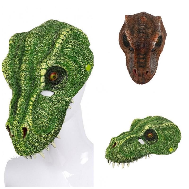 Dinosaurio miedo máscaras de Halloween Partido Tyrannosaurus Rex Animal Dos Colores 3D PU Espuma Mascarilla facial Dinosaurio miedo máscaras de Halloween Partido Tyrannosaurus Rex Animal Dos Colores 3D PU Espuma Mascarilla facial