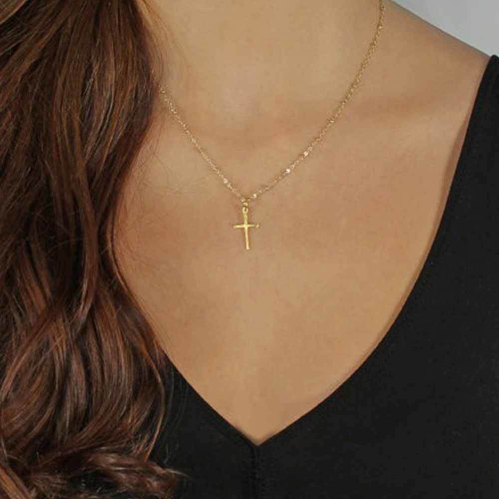 Womens Gold Chain Necklace With Cross 
