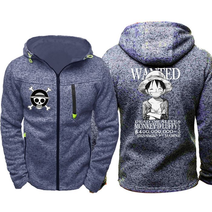 Unisex Casual Hoodie Anime One Piece Hooded Coat Zipper Sportswear Spring Autumn