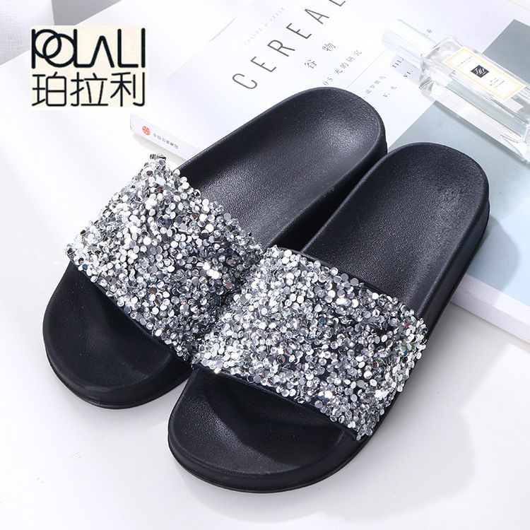 ladies glitter slippers