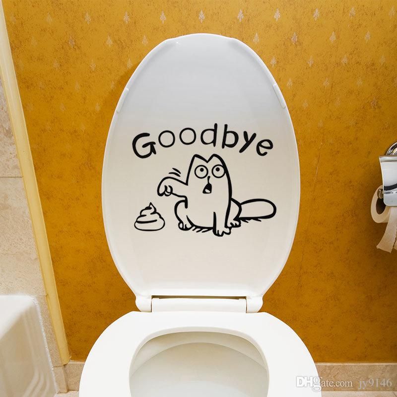 Funny Toilet Vinyl Sticker Self Adhesive Removable Bath Room Wall Decal Murals Restroom And