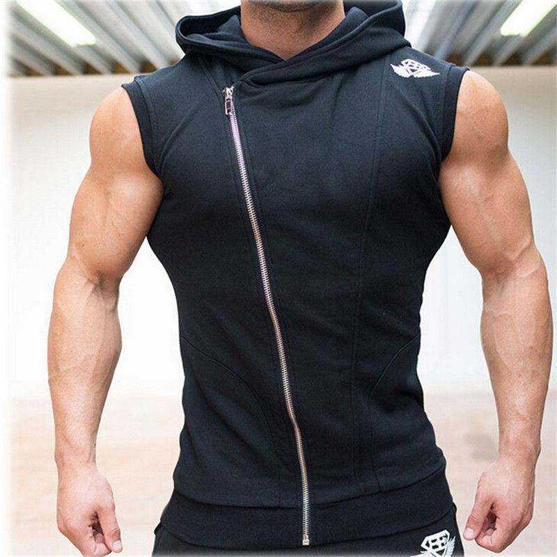 UK Men Hooded Hoodie Vest Tank Tops Sweatshirt Gym Muscle Sleeveless T-shirt