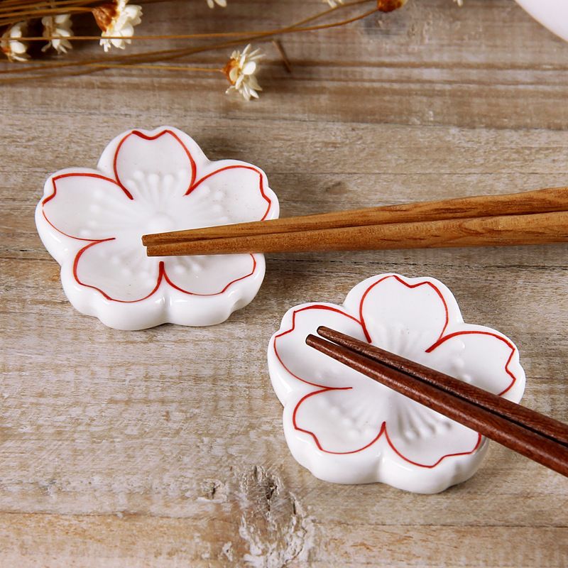Chinese Style Oriental Cherry Ceramic Chopsticks Holder Porcelain