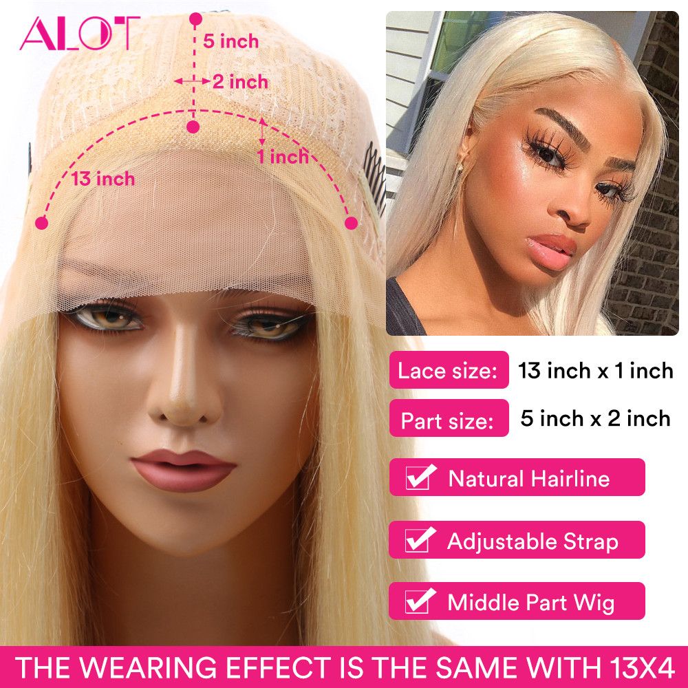 Acheter 13x1 Moyen Partie Droite Blonde Lace Front Wigs Long 28 Pouces  Brésilien Remy Cheveux Humains 613 Perruques Prénumérotés Pincées Avec Les  Cheveux De Bébé De 121,47 € Du Alothair | Fr.DHgate.Com
