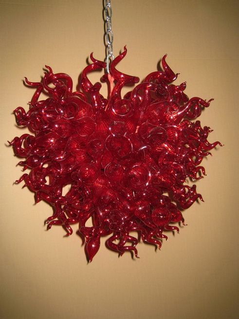 Home Decoration Red Murano Glass Art Chandeliers Lights Modern