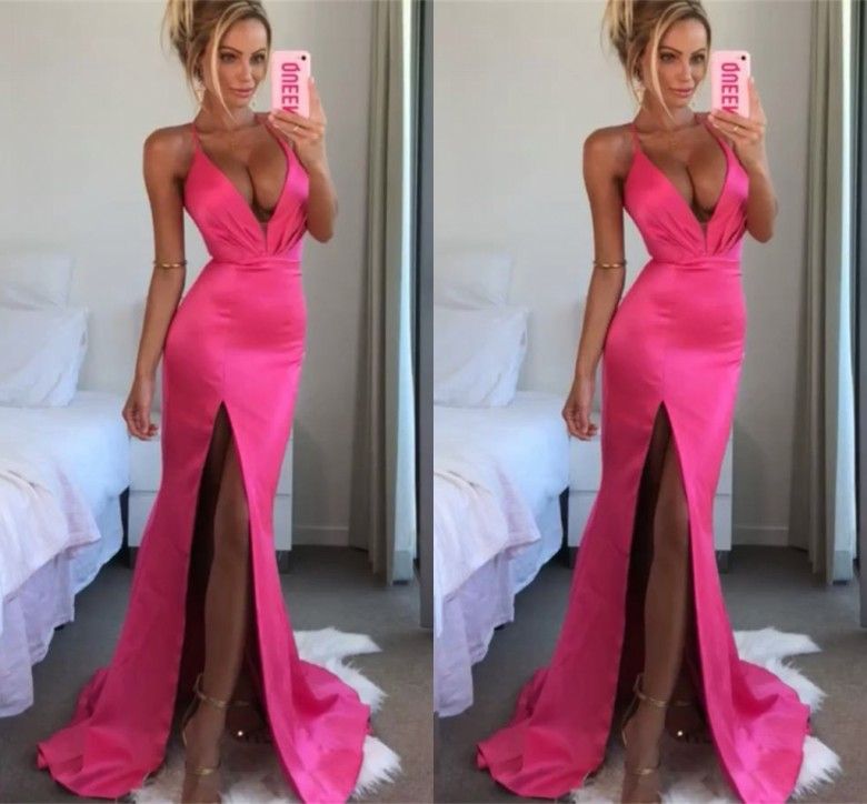 hot pink prom dress 2019