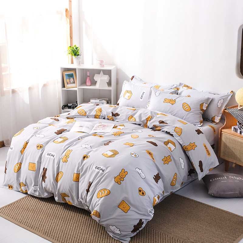 Cute Cartoon Down Quilt Cover Bed Cotton Linen Pillowcase Bedding