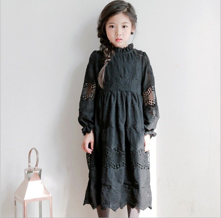 girls solid black dress