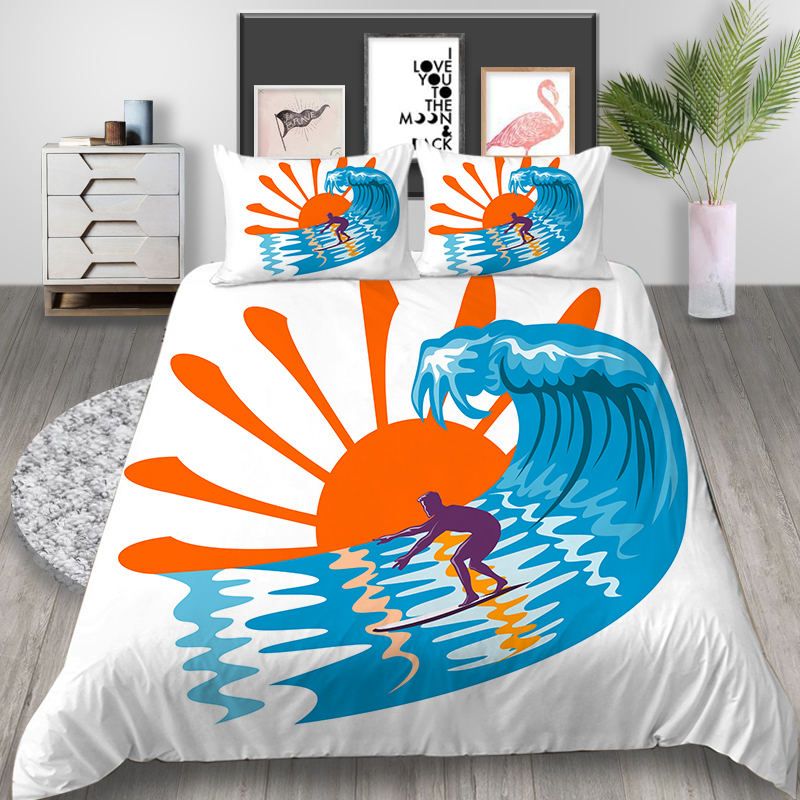 Surfing Bedding Set King Artistic Classic High End 3D ...