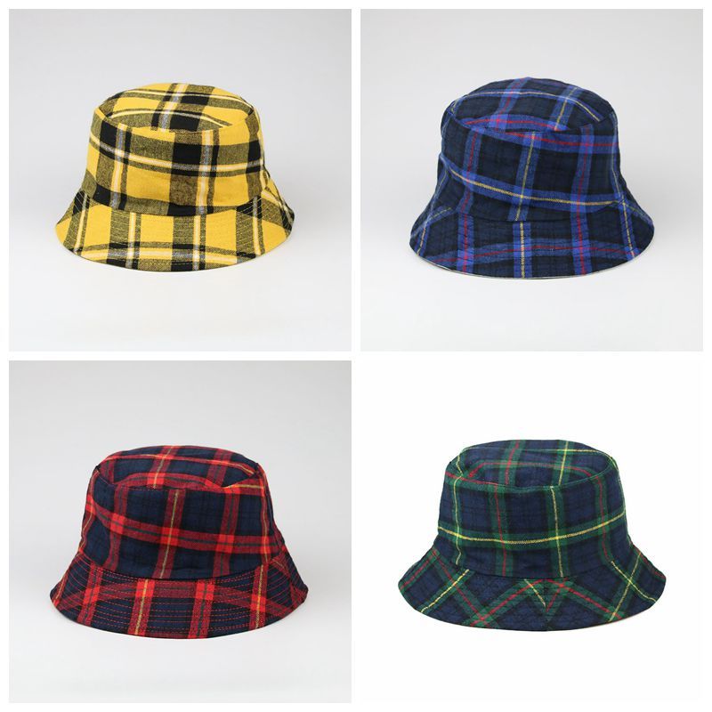 red plaid bucket hat