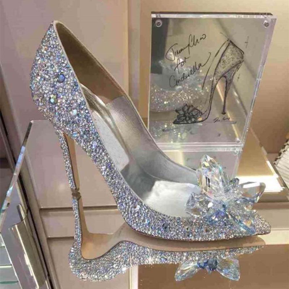 Top Grade Cinderela Cristal Sapatos De Grife De Noiva Sapatos De Casamento  Com Flor De Couro Genuíno Das Mulheres Designer De Sandálias De Rosammant,  $452,31 | Pt.Dhgate.Com